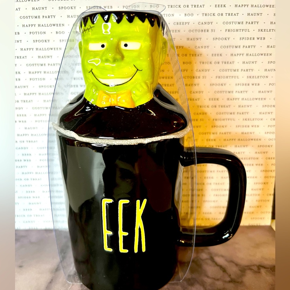 Halloween EEK Green Frankenstein Mug with Lid Monster